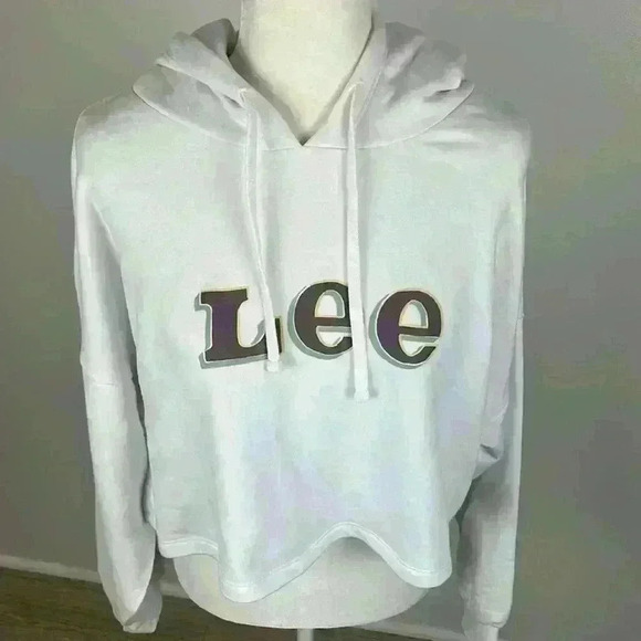 Lee White Cropped Hoodie Size Large - Picture 3 of 16